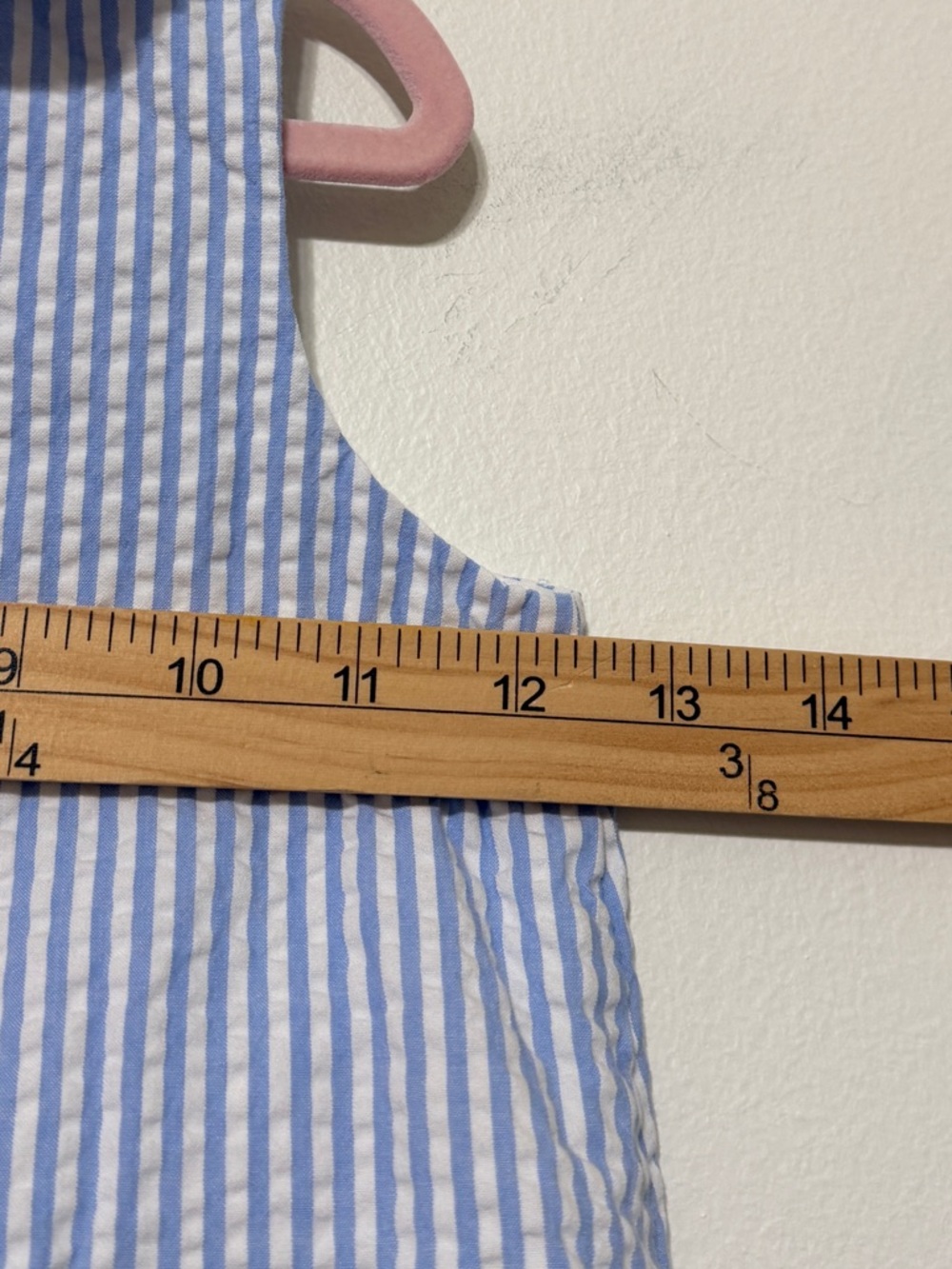 Classic Prep Striped Seersucker Dress 4T Embroidery Sailboat Petal Collar - Picture 9 of 10